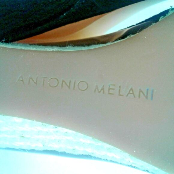 Antonio Melani Womens Black Suede and Patent Leather 2.5" Espadrille Wedge 9.5M - Picture 6 of 9